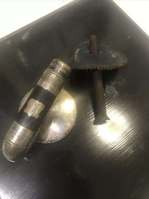 Antique Curling Stone Handle Silver Plate W&JR Laing Glasgow Complete