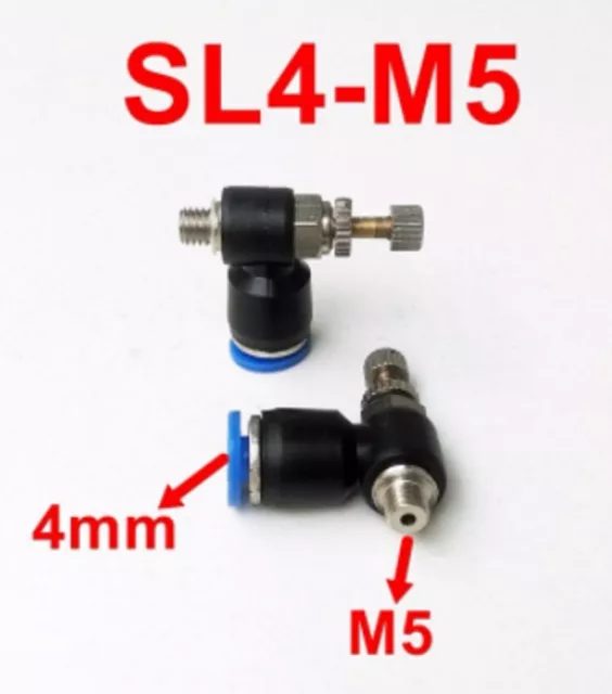 M5 Thread 4mm pneumatic Elbow Regulator Throttle Push Fit Air Fitting SL4-M5