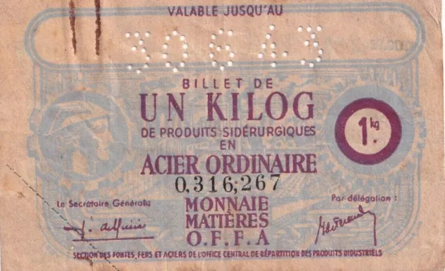 FRANCE OCRPI BILLET Matière 50 kg Section Papier et carton 1943 série EE  EUR 9,00 - PicClick FR