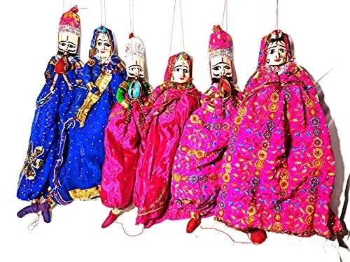 Nexxa-1 Pair Rajasthani Indian Puppets Decorative Home Decor Kathputli Rare