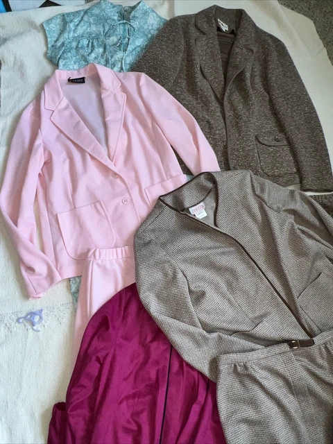 Women's Vintage Clothing Lot of 5 60s 70s skirts, suits jackets, med/large lot#1
