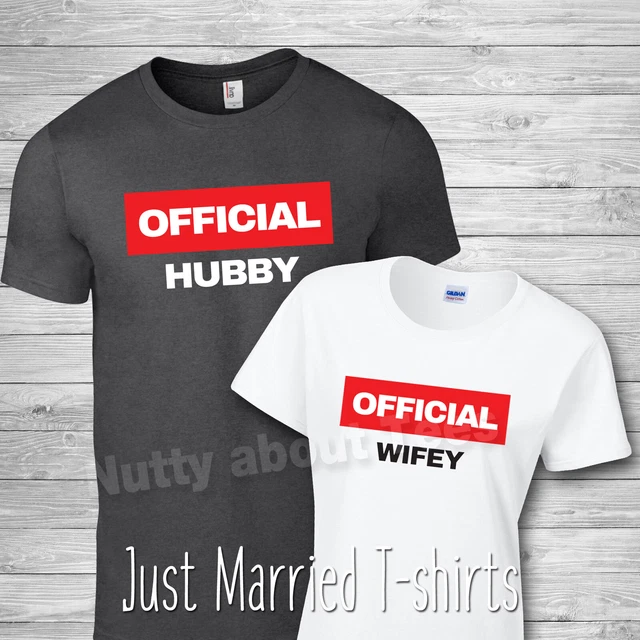 Magliette ufficiali Hubby & Wifey NUOVI SPOSI SPOSATI magliette abbinate regalo piccole-5xl