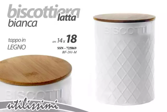 Barattolo biscottiera in latta con coperchio-ass. 2 decori- 13x10xh.16 cm
