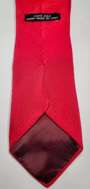 Brussell's of Beverly Hills Mens 100% Silk Tie Pin Dots Handmade In Italy Red 3