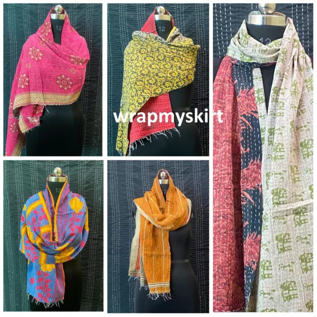 Wholesale Lot Of Bohemian Handmade Cotton Kantha Scarves Scarf (Assorted Colors)