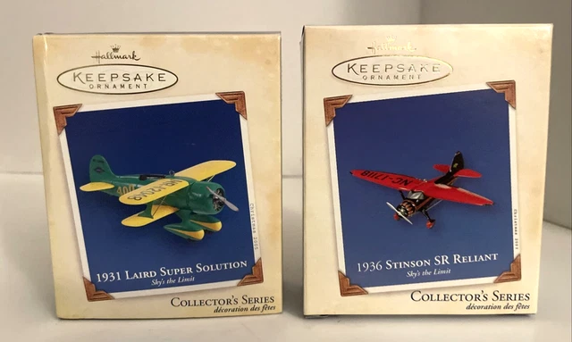 Lot of 2 2003/05 Hallmark 1936 Stinson SR Reliant & 1931 Laird Super Ornaments