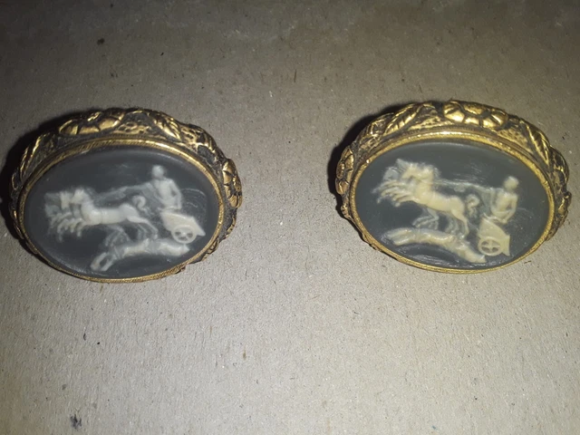 vtg dante incolay stone roman glator cameo cufflinks