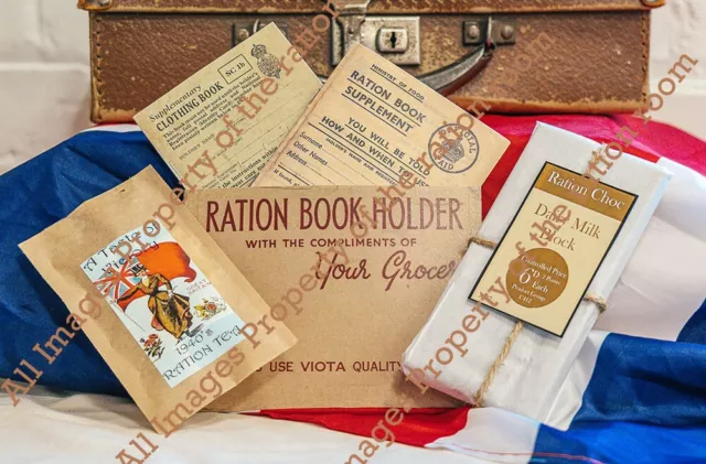 1940's WW2 wartime-Ration Books 1940s Tea- 1940s Milk Chocolate 5 Piece Gift Set
