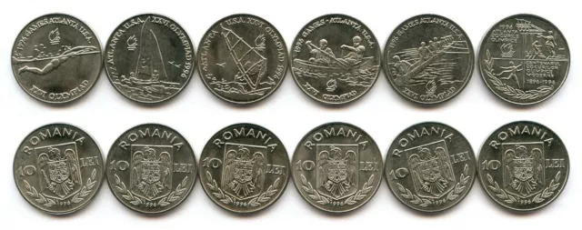 Romania _ set 6 coins x 10 Lei 1996 UNC Atlanta Olympic USA Lemberg-Zp
