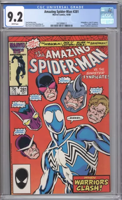 Amazing Spider-Man #281 CGC 9.2 - WP - Hobgoblin Vs Jack O’ Lantern
