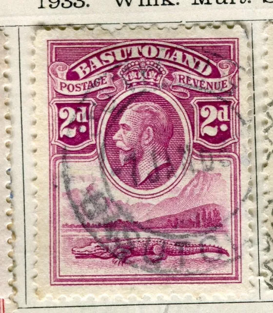 BASUTOLAND; 1933 early GV crocodile pictorial issue used 2d. value