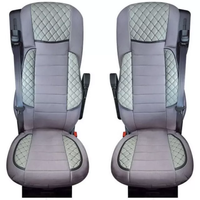 2 Piezas de Lujo Gris Cuero Eco + Gamuza Fundas Asiento para Renault T 2014 +