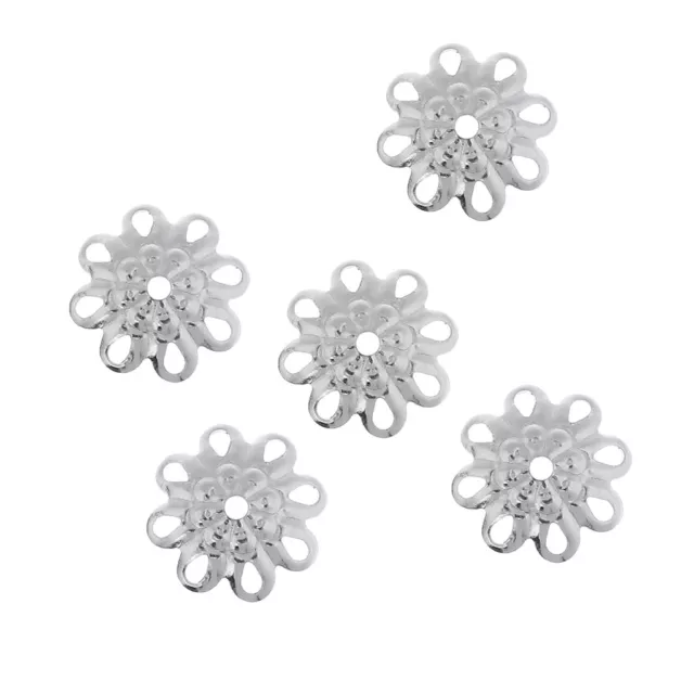 5Pcs/8mm Silver Sterling Flower Spacer Bead Caps Fashion Jewelry Findings