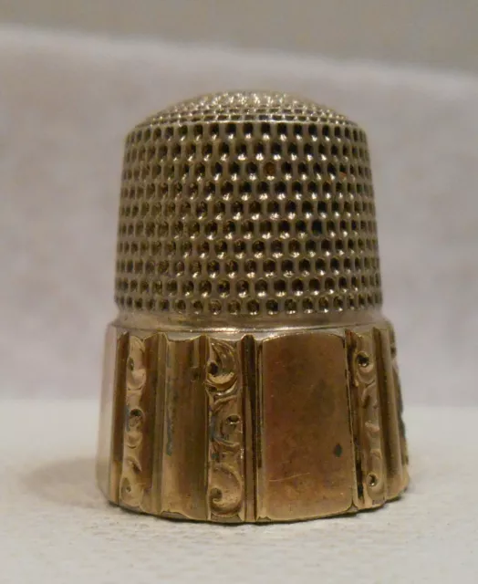 Antique Sterling Silver & 14K Gold Thimble by Simons Bros Co. *Circa 1900s