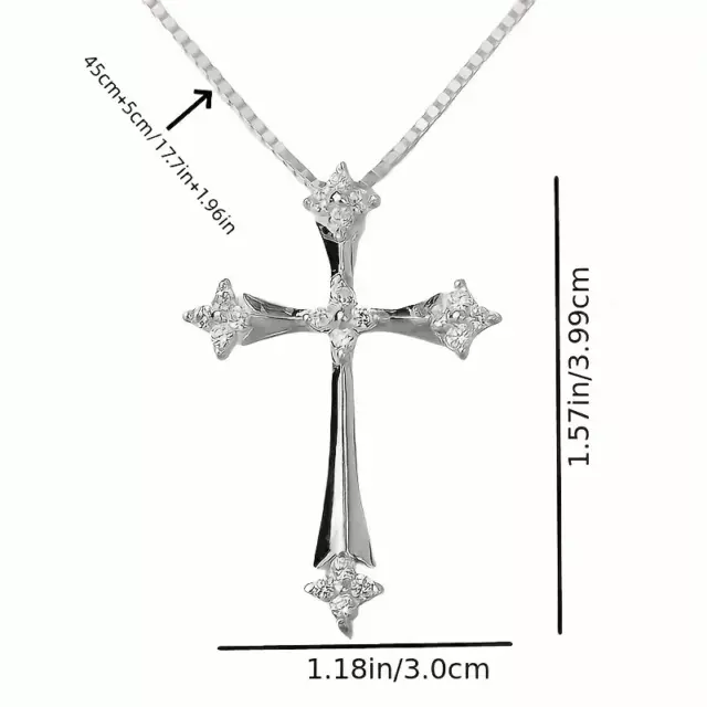 Charm Inlaid White Zircon Cross Pendant Necklace Women Party Jewelry Fashion New 3