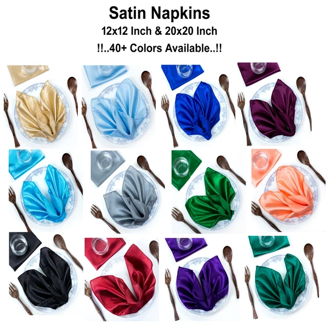 12 Inch/20 Inch Square Satin Table Napkins handkerchief Wedding Party -FREE SHIP