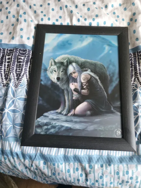 Anne Stokes Fantasy Canvas Wall frame  19 x 25cm, Dragon, Wolf,