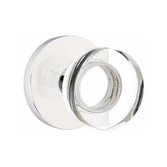 $180 EMTEK door knob modern disc crystal glass knob disk rosette passage chrome