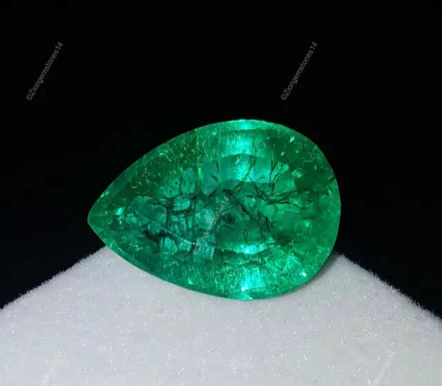 19.62 Cts Genuine Colombian Emerald Pear Faceted Certified Loose Gemstone