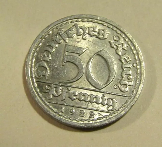 Germany Weimar 1922-J 50 Pfennig Coin