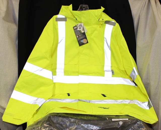 Viking Professional Adult Hi-Vis Lime Journeyman 300D Trilobal Jacket 2XL New