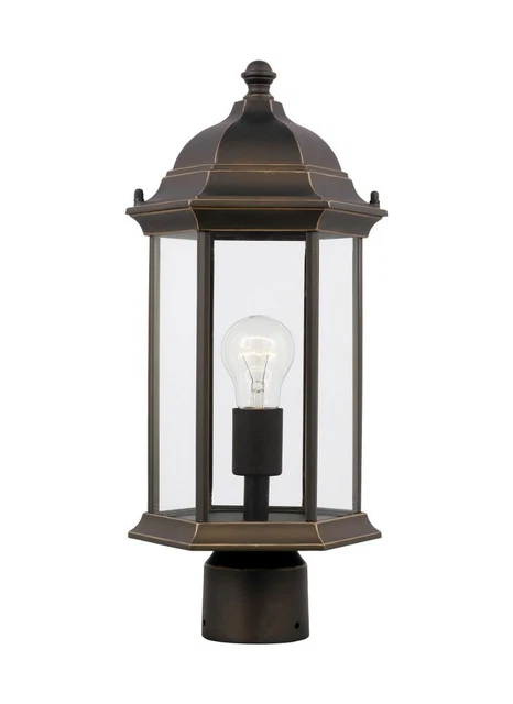 1 Light Medium Outdoor Post Lantern-Antique Bronze Finish-Incandescent Lamping