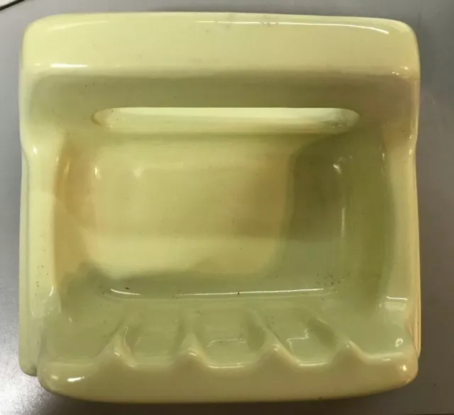 VTG Mid Century Bathroom Porcelain seafoam Green Soap Dish 6.5x5 Glossy NOS