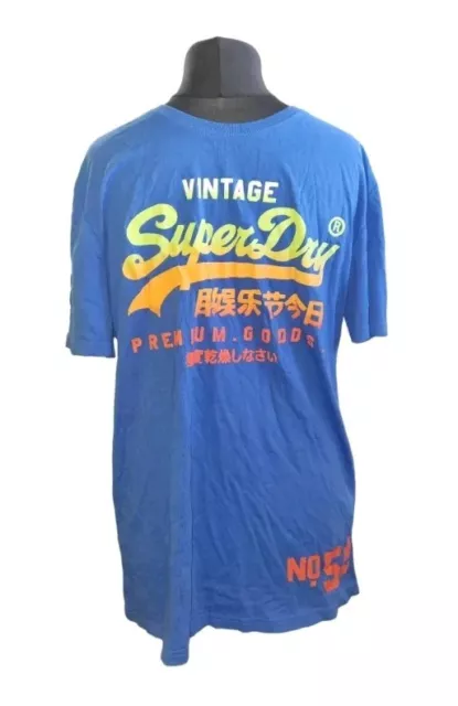 Superdry Premium Goods Lite kurzärmliges Herren-T-Shirt blau Größe 2XL (44" CL12