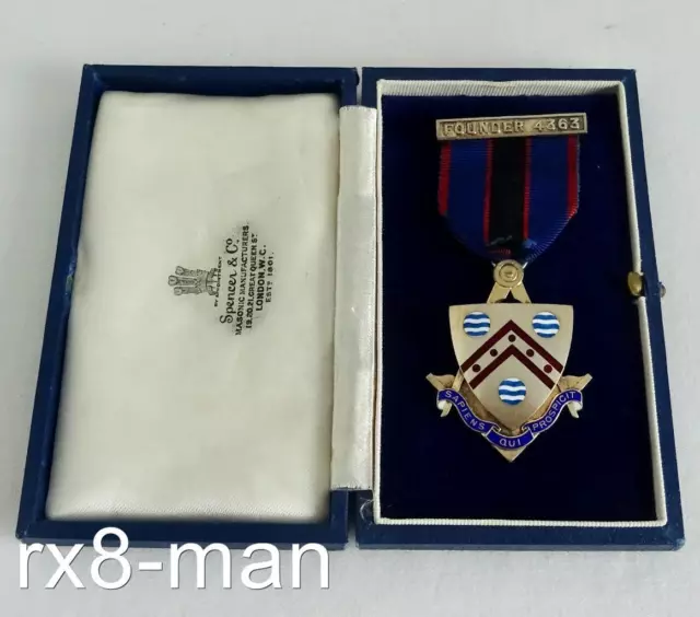 ANTIQUE 1921 SOLID SILVER GILT MASONIC MASONS FOUNDER JEWEL BOXED LODGE No.4363