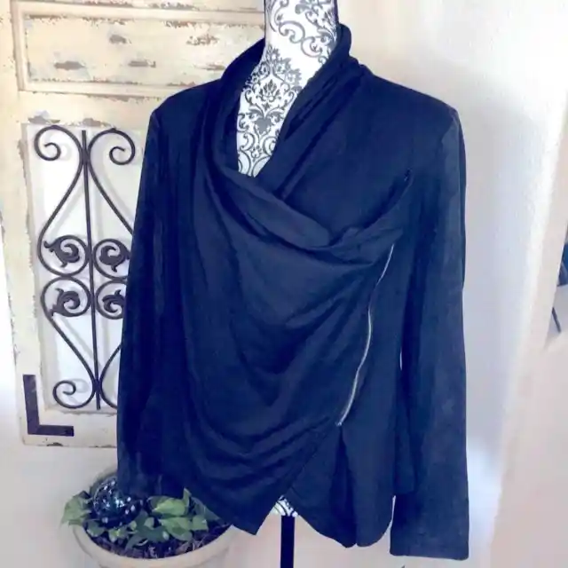 INC international concepts black faux suede moto zip jacket