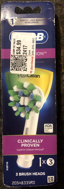 New Oral-B CROSSACTION Max Clean 3 Pack Brush Heads Total Cross Action