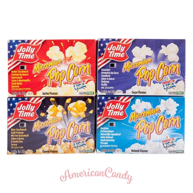 10x Jolly Time Mikrowellen Popcorn 4 Sorten zur freien Auswahl  (24,99€/kg)