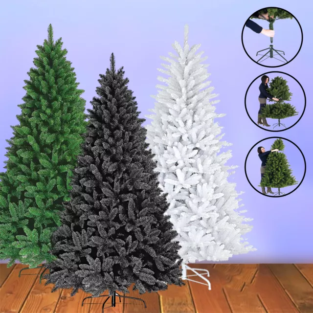 5-7ft Bushy Pine Branches Green Xmas Trees With Metal Stand & Tree Storage Bag 3