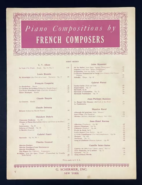 Waltz Faust Opera Charles Gounod Vtg Sheet Music French Piano Compositions 1941