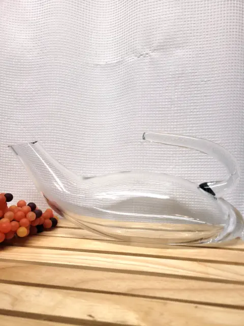 Wine Decanter Hand Blown Crystal Duck Art Glass small chip 14"