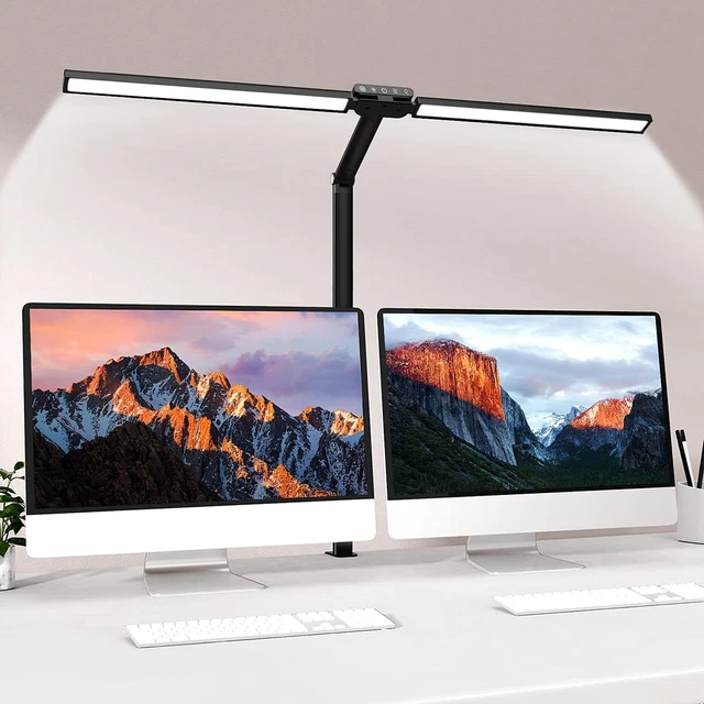 Lampada Da Scrivania a LED, Bravzurg 24W Luce Tavolo a Doppia Sorgente Luminosa