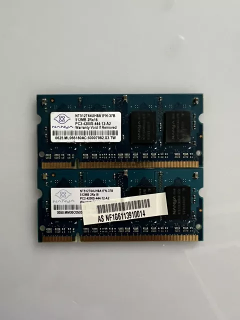 1GB 2 X 512MB PC2-4200S DDR2 533Mhz 200Pin SODIMM Notebook RAM