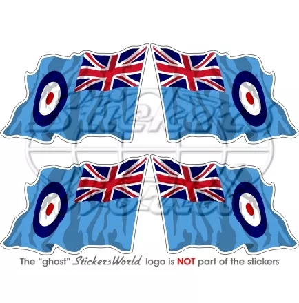 RAF Drapeau Agitant Britanique Armée de l'Air Insigne 50mm Vinyle Autocollant x4