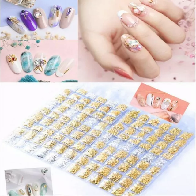 Halloween event discount Women 6 Grid/Pack Mixed Nail Art Metal Frame Hollow Gol