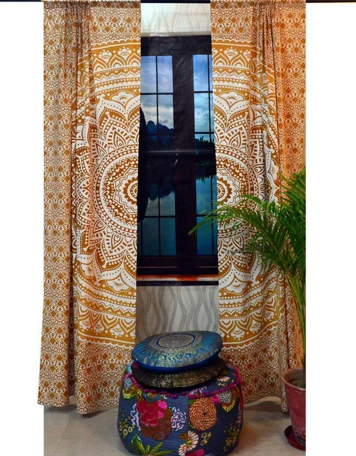 Ombre Arazzo Mandala Cotone da Parete Drappo Mantovana Porta Finestra Tenda Arte
