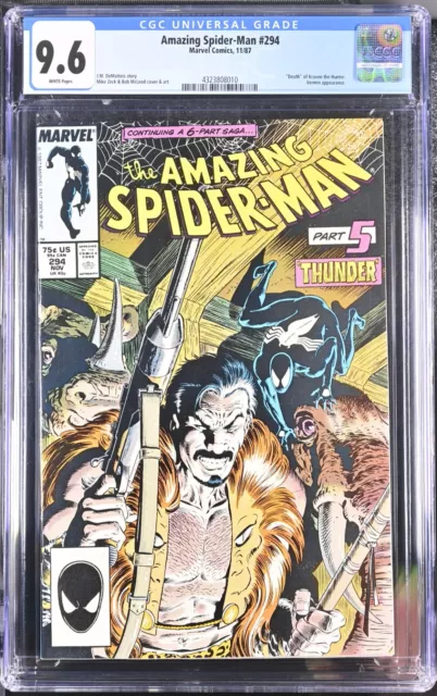 Amazing Spider-Man 294 Cgc 9.6 V1 Marvel 1987! Death Of Kraven The Hunter! Zeck!