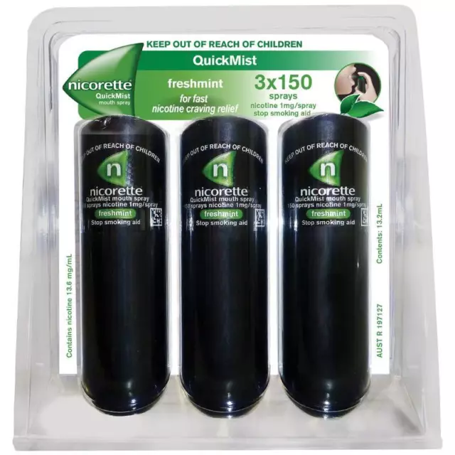 Nicorette Quick Mist Spray Dreifachpackung 3x150 Dosen (Rauchen aufhören Nikotin)