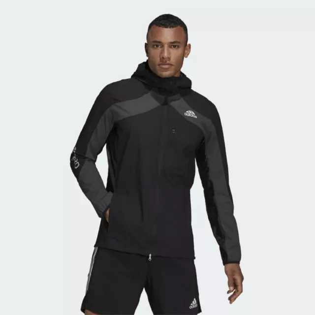 NWT $150 ADIZERO MARATHON  Running/runners JACKET black men's S/small H32178