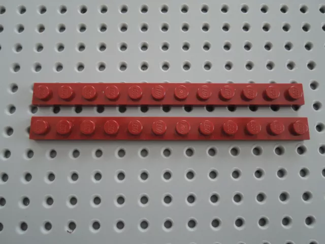 Lego 2 x piastra piatta 60479 rosso scuro 1x12