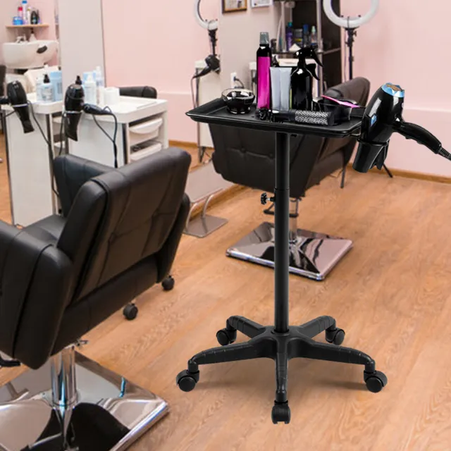 Trolley Salon Barber Shop Tool Cart Aluminum Tray Adjustable Height Hair Salon