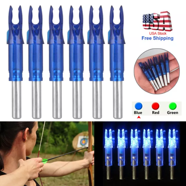6/12PCS LED Lighted Arrow Nocks Hunting Compound Recurve Bow Archery 6.2mm Tail