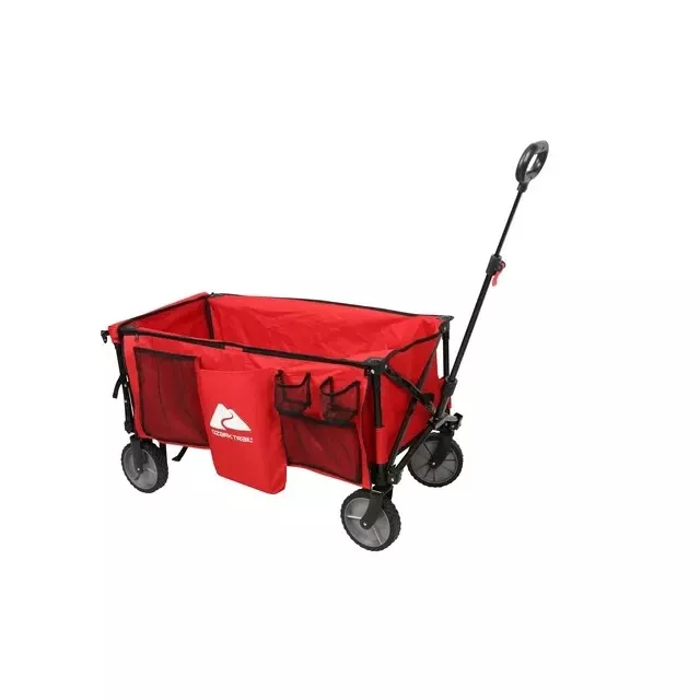 Ozark Trail Camping Utility Wagon with Tailgate & Extension Handle, Red - New