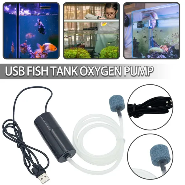 USB Aquarium Oxygen Pump Mini Fish Tank Air Compressor Aerator A