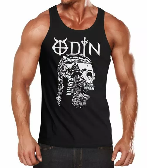 Herren Tank-Top Odin Totenkopf Bart Nordische Mythologie Ragnar Lodbrok