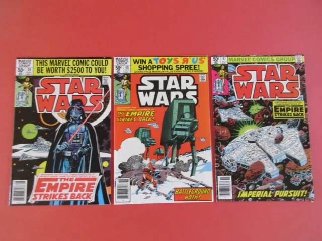 Vintage Lot of 3 Star Wars Marvel Comics # 39 40 41 ( 1980) Newsstand